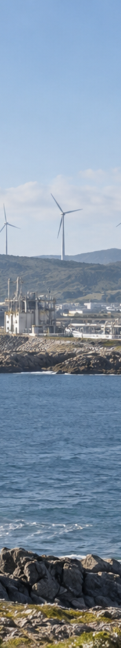 Temsili görsel: Nükleer enerji tesisi, LNG depolama tankları ve rüzgâr türbinlerini gösteren temsili enerji altyapısı görünümü.