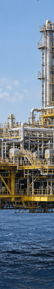 Temsili görsel: Denizdeki bir doğal gaz işleme platformunda borular, vanalar ve endüstriyel modülleri gösteren temsili görünüm.
